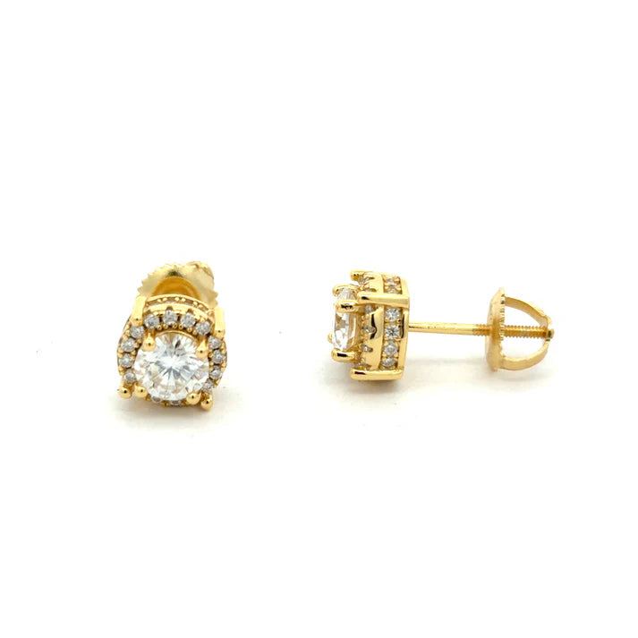Sybil Studs | Round Hidden Halo Moissanite Earrings
