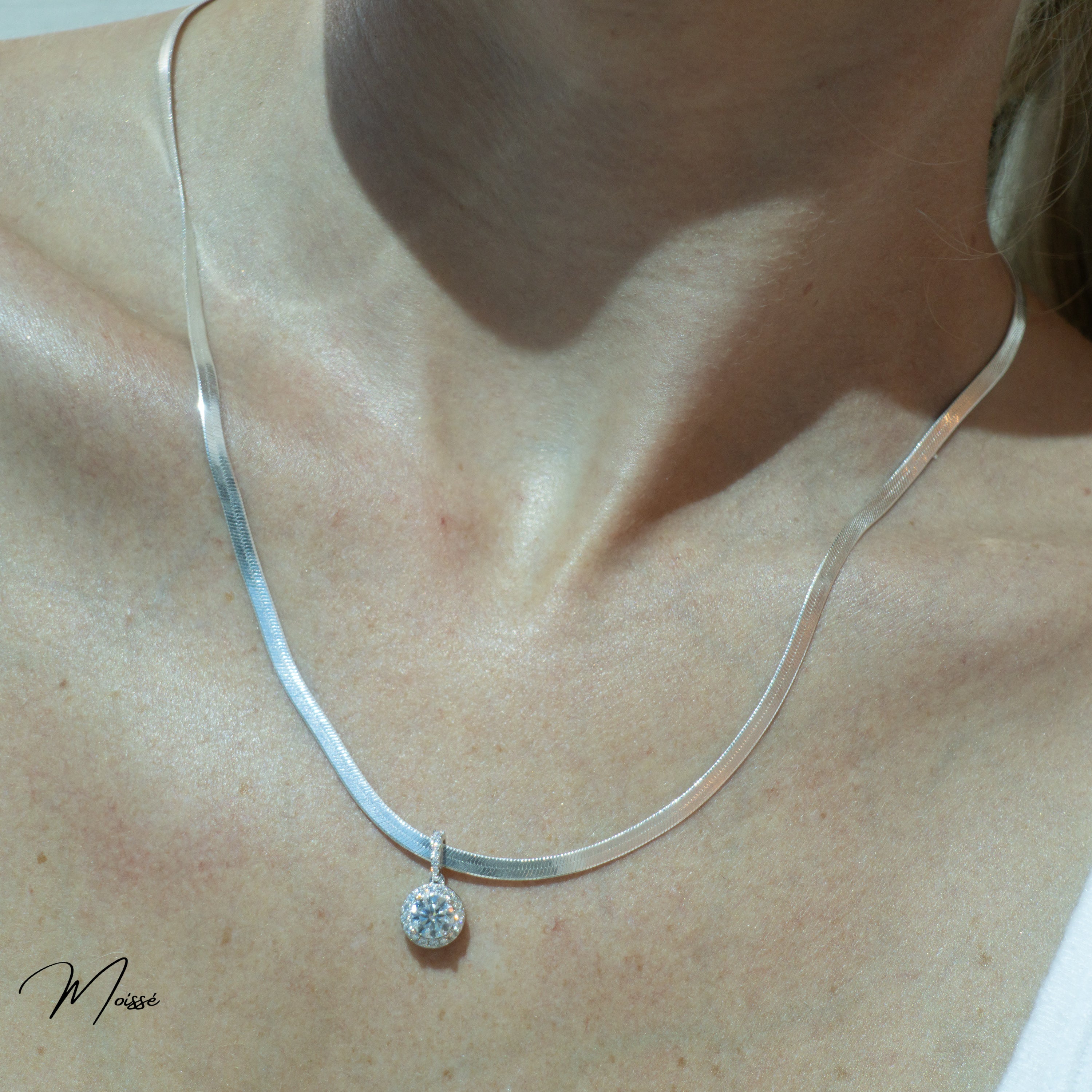 The Sybil Pendant | Round Moissanite Halo Pendant