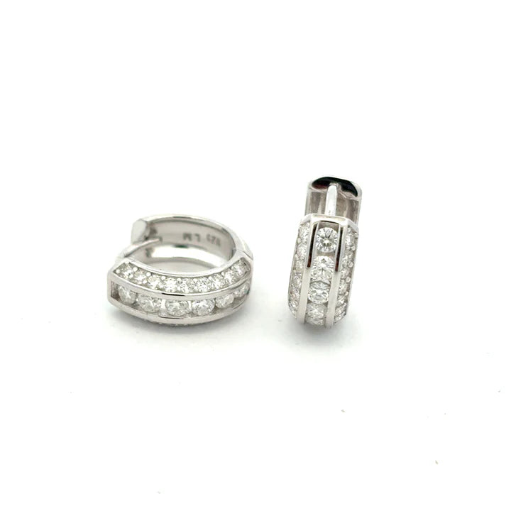 Harper Huggies | Chanel Set Round Moissanite Earrings