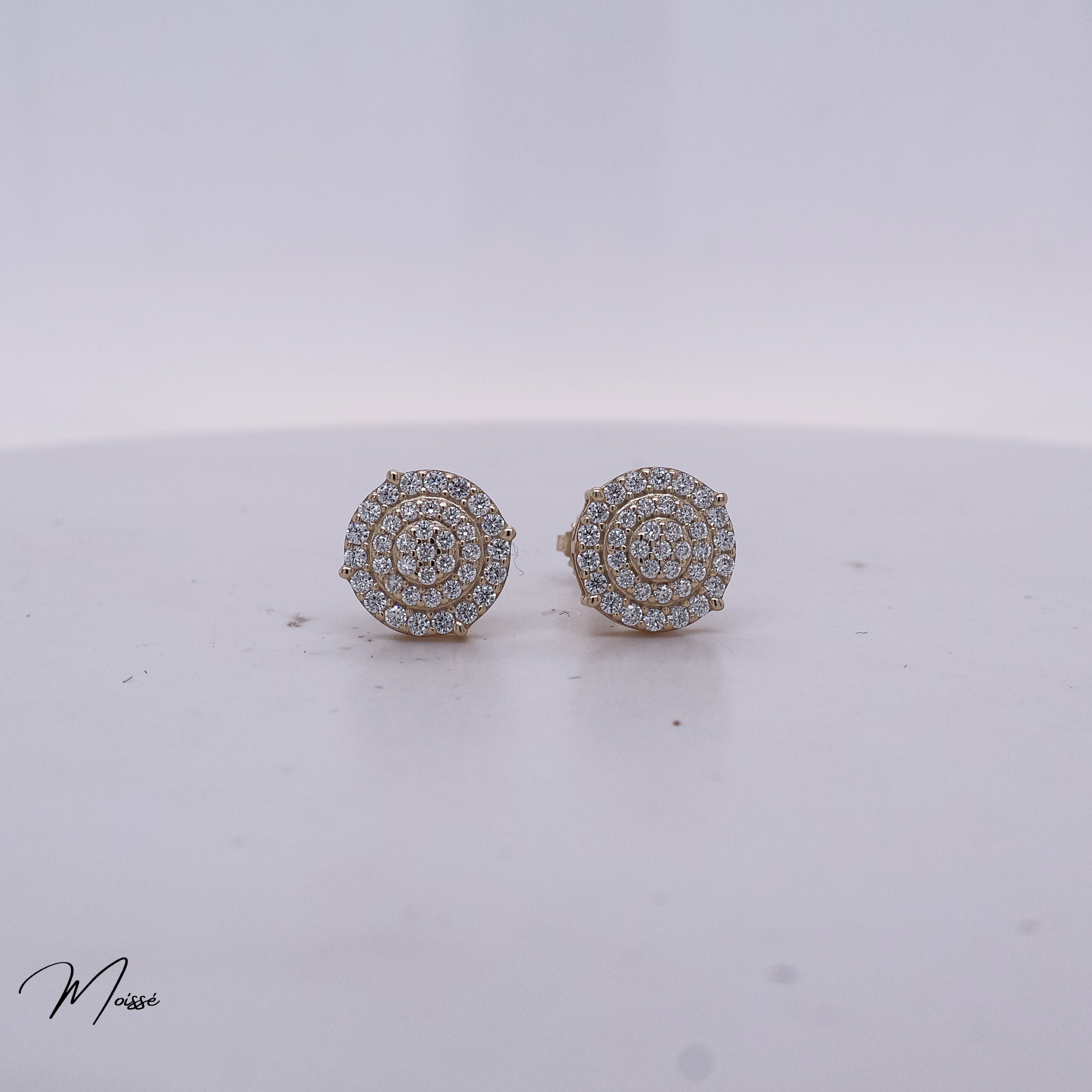 Danielle Studs | Three Layer Round Moissanite Earrings