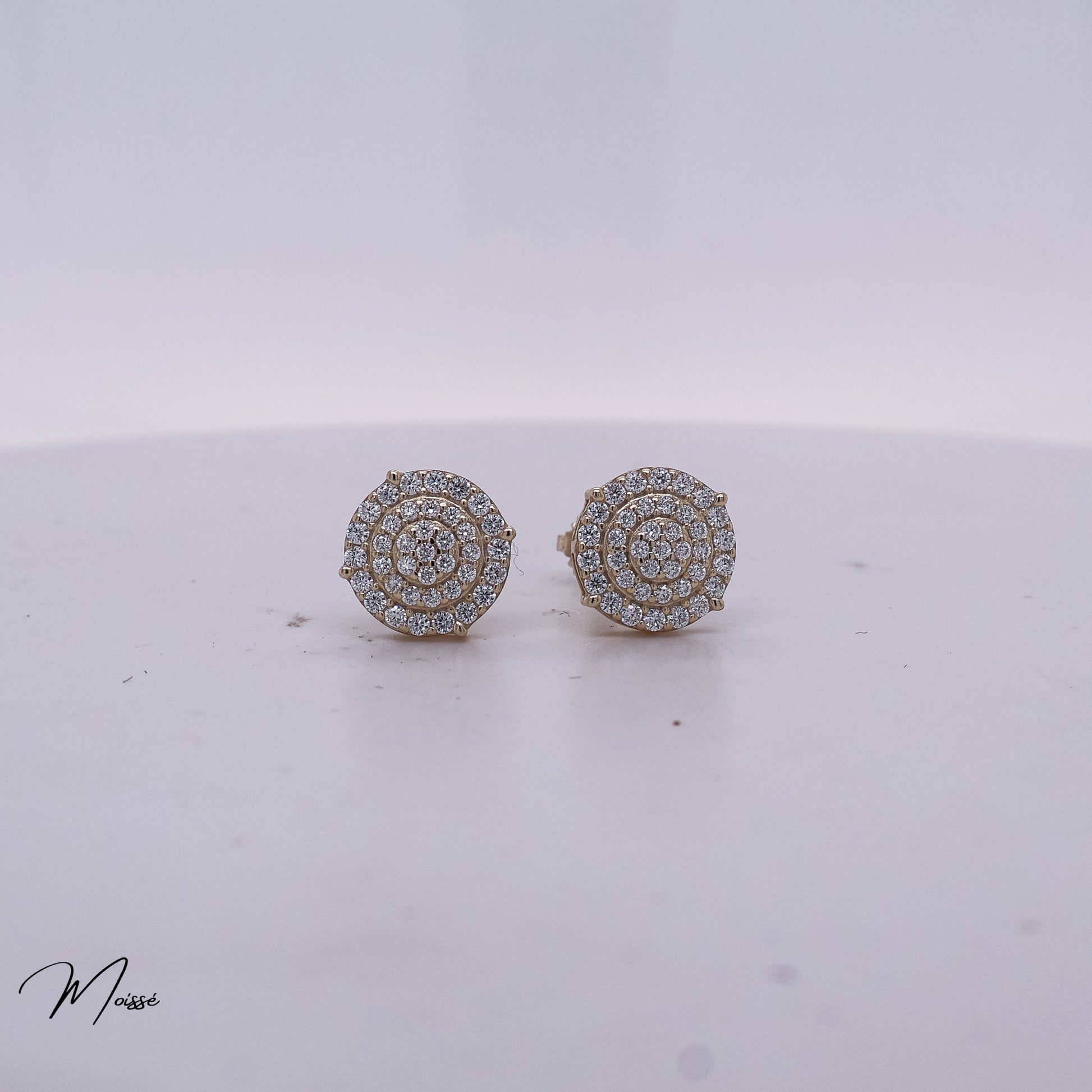 Danielle Studs | Three Layer Round Moissanite Earrings