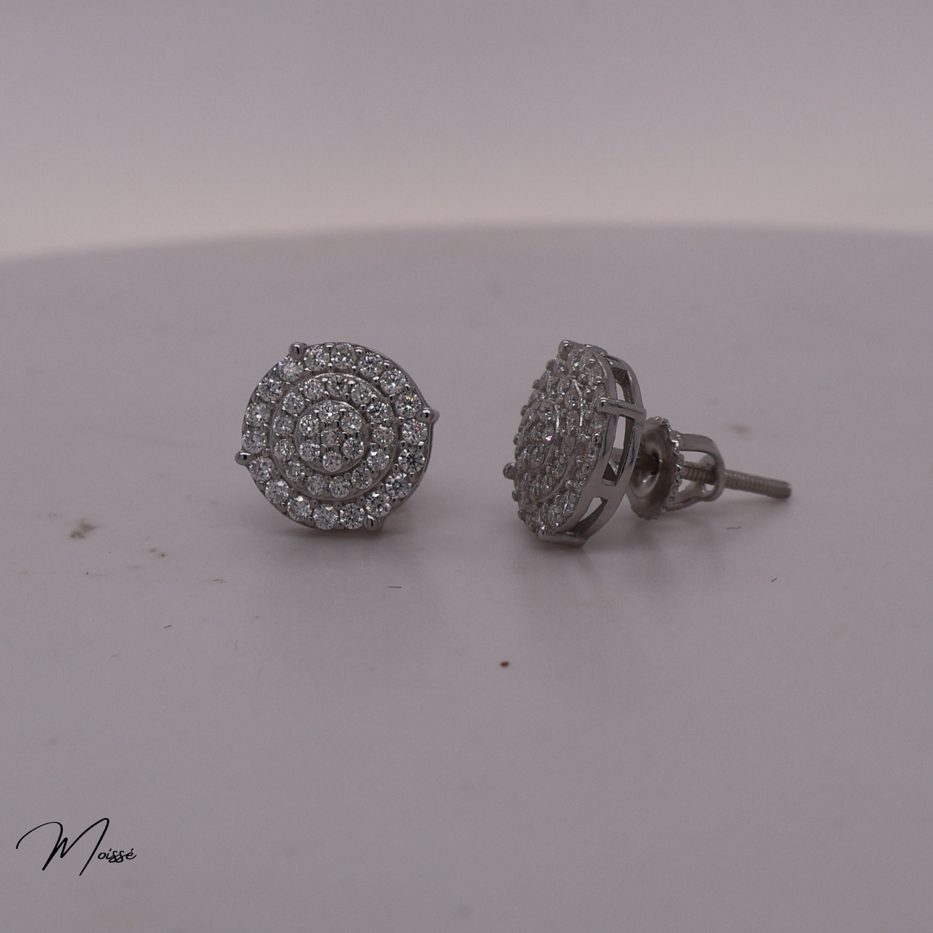 Danielle Studs | Three Layer Round Moissanite Earrings