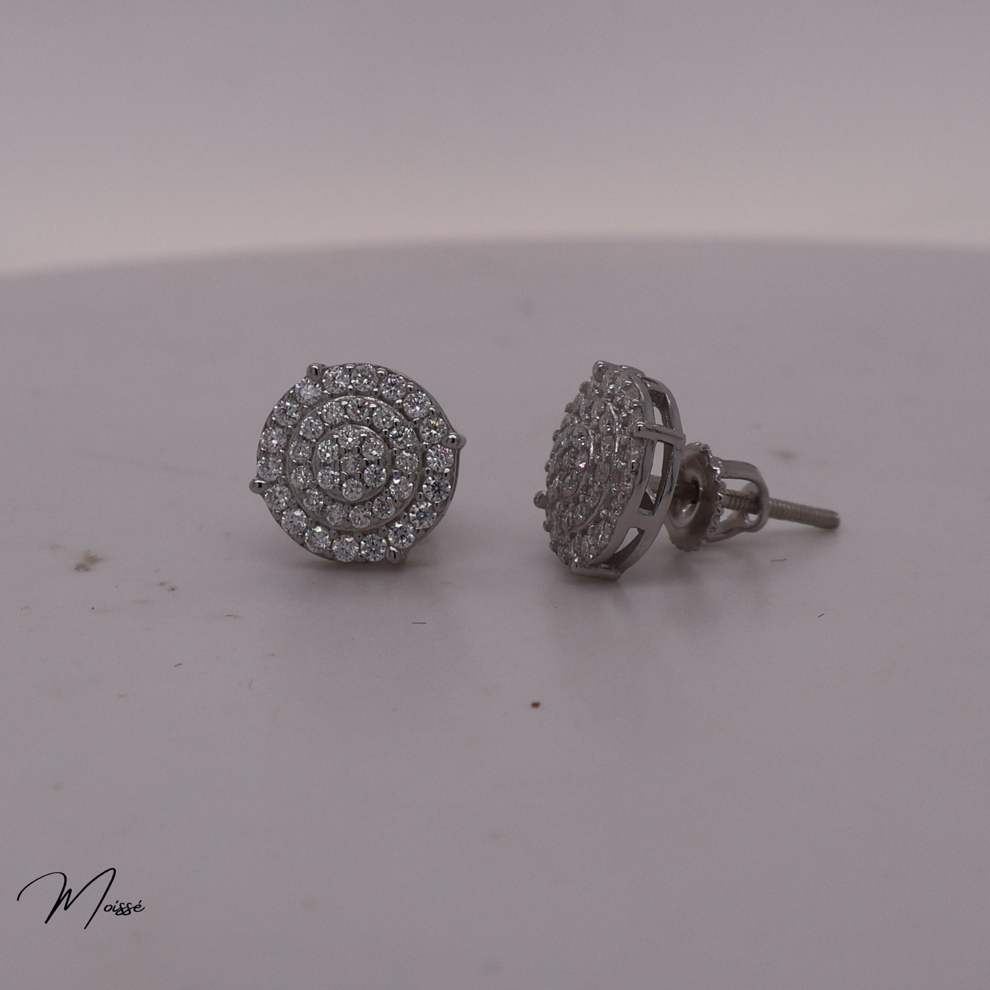 Danielle Studs | Three Layer Round Moissanite Earrings