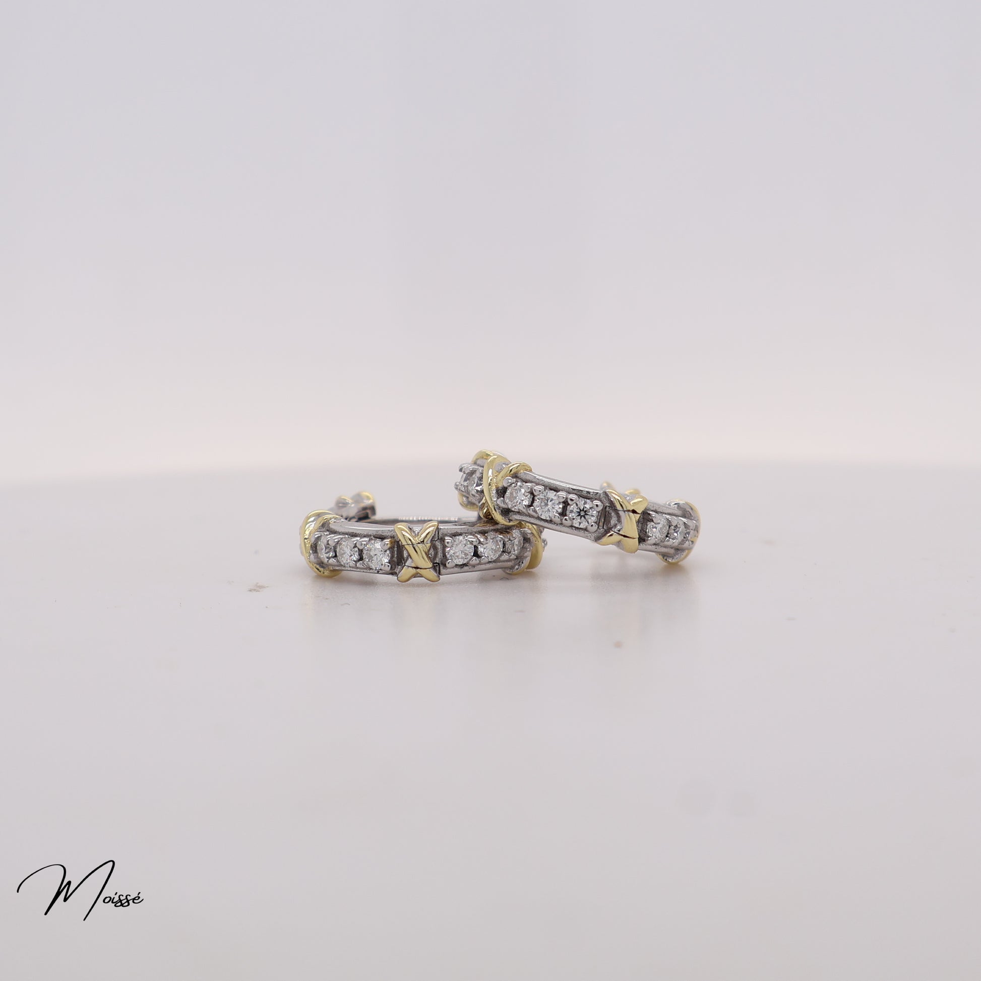 Harlow Huggies | Two-Tone Moissanite Earrings