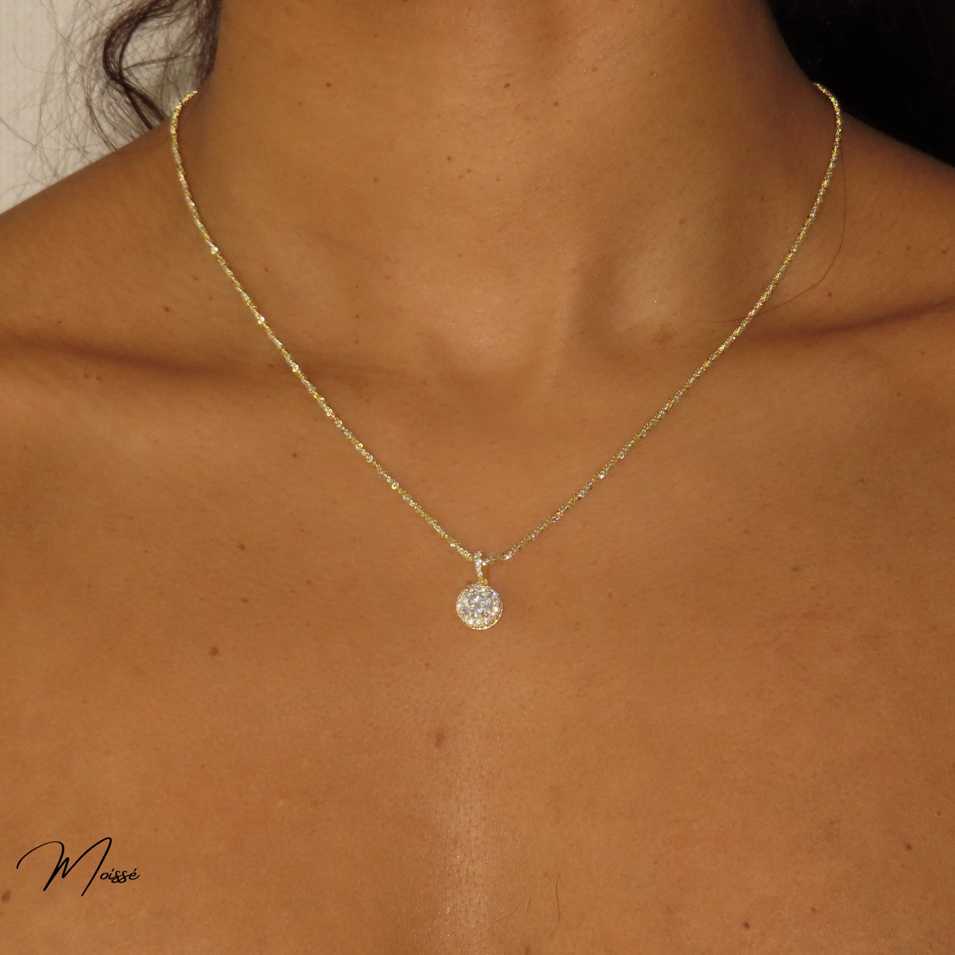 The Sybil Pendant | Round Moissanite Halo Pendant