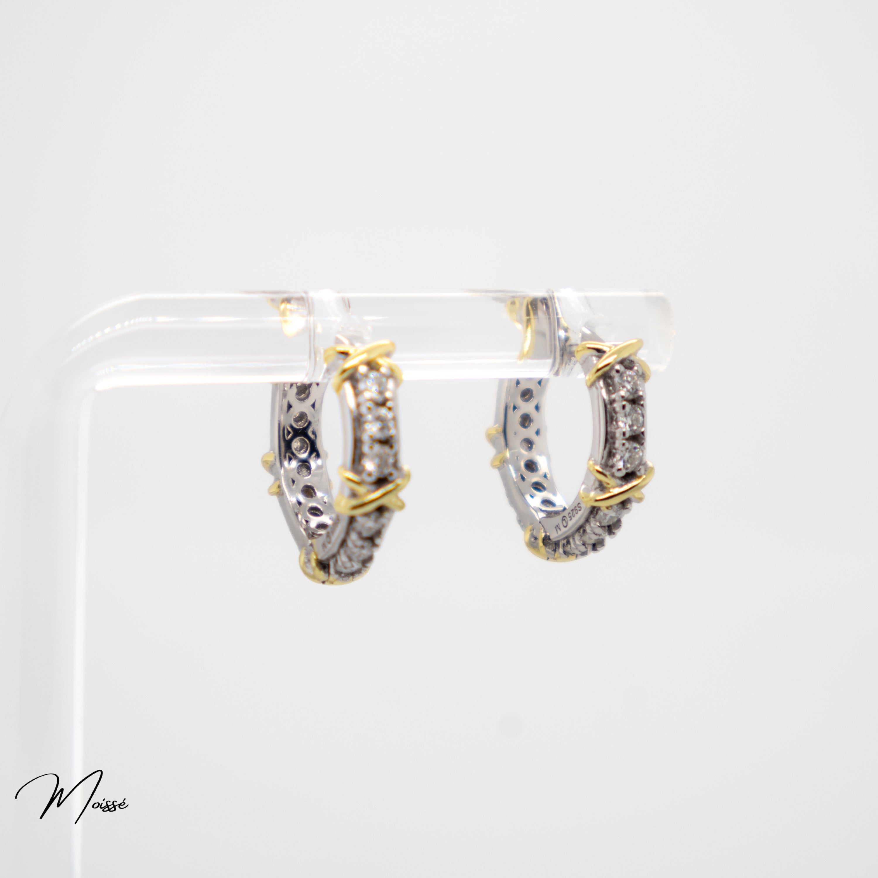Harlow Huggies | Two-Tone Moissanite Earrings