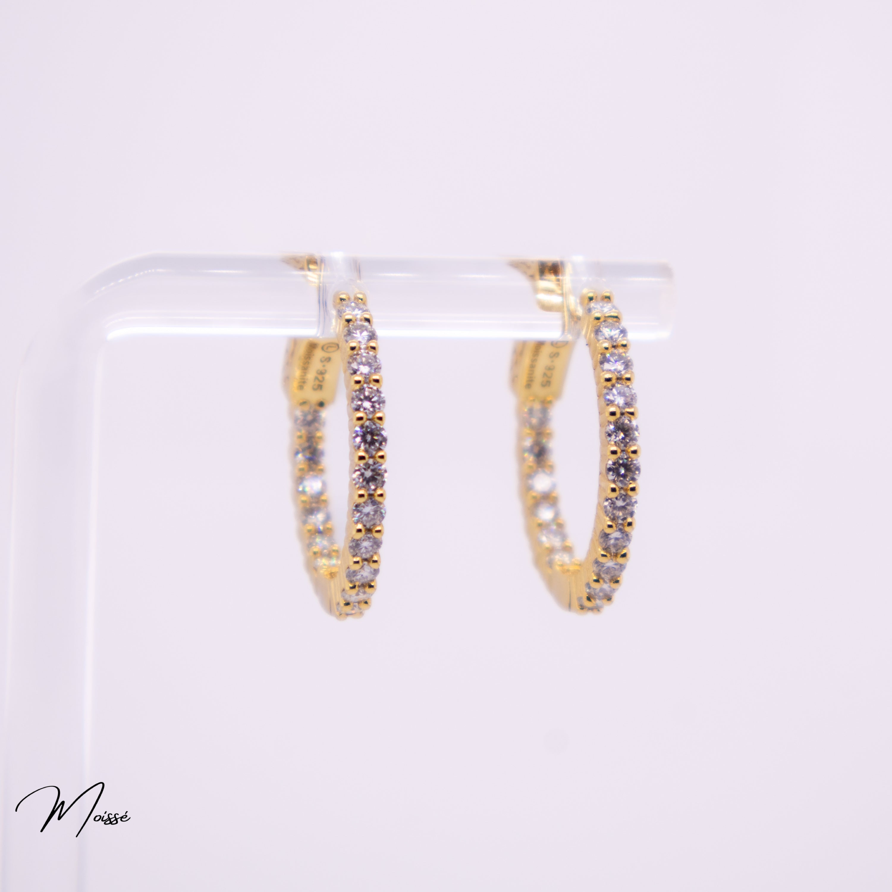 Lynette Hoops | Push Button Moissanite Earrings