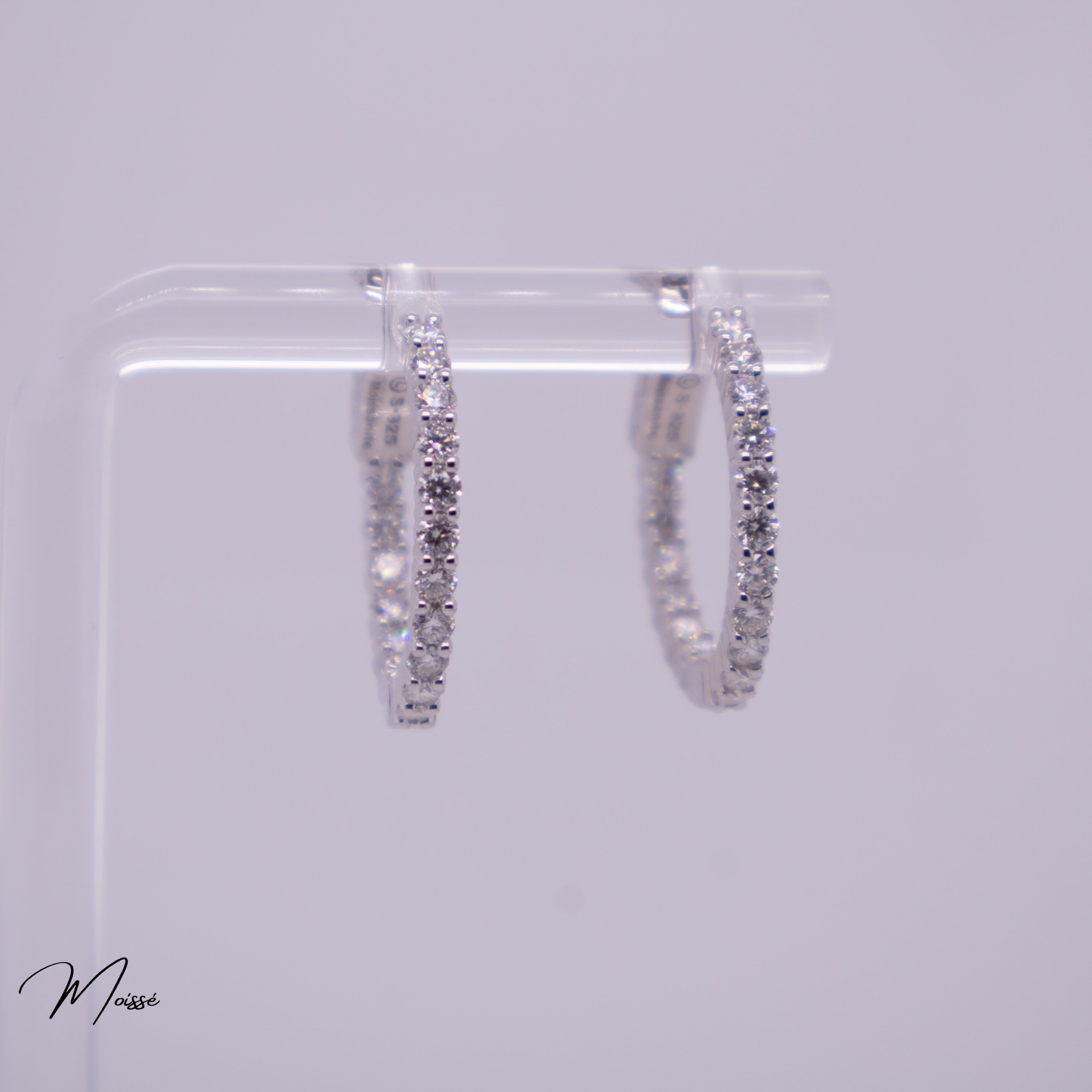Lynette Hoops | Push Button Moissanite Earrings