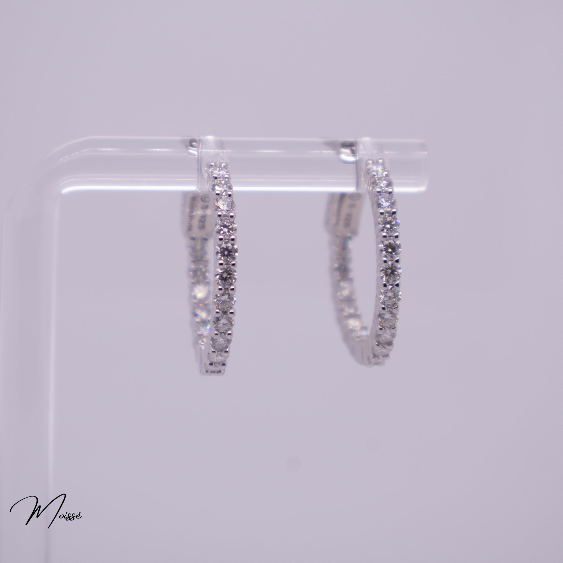 Lynette Hoops | Push Button Moissanite Earrings