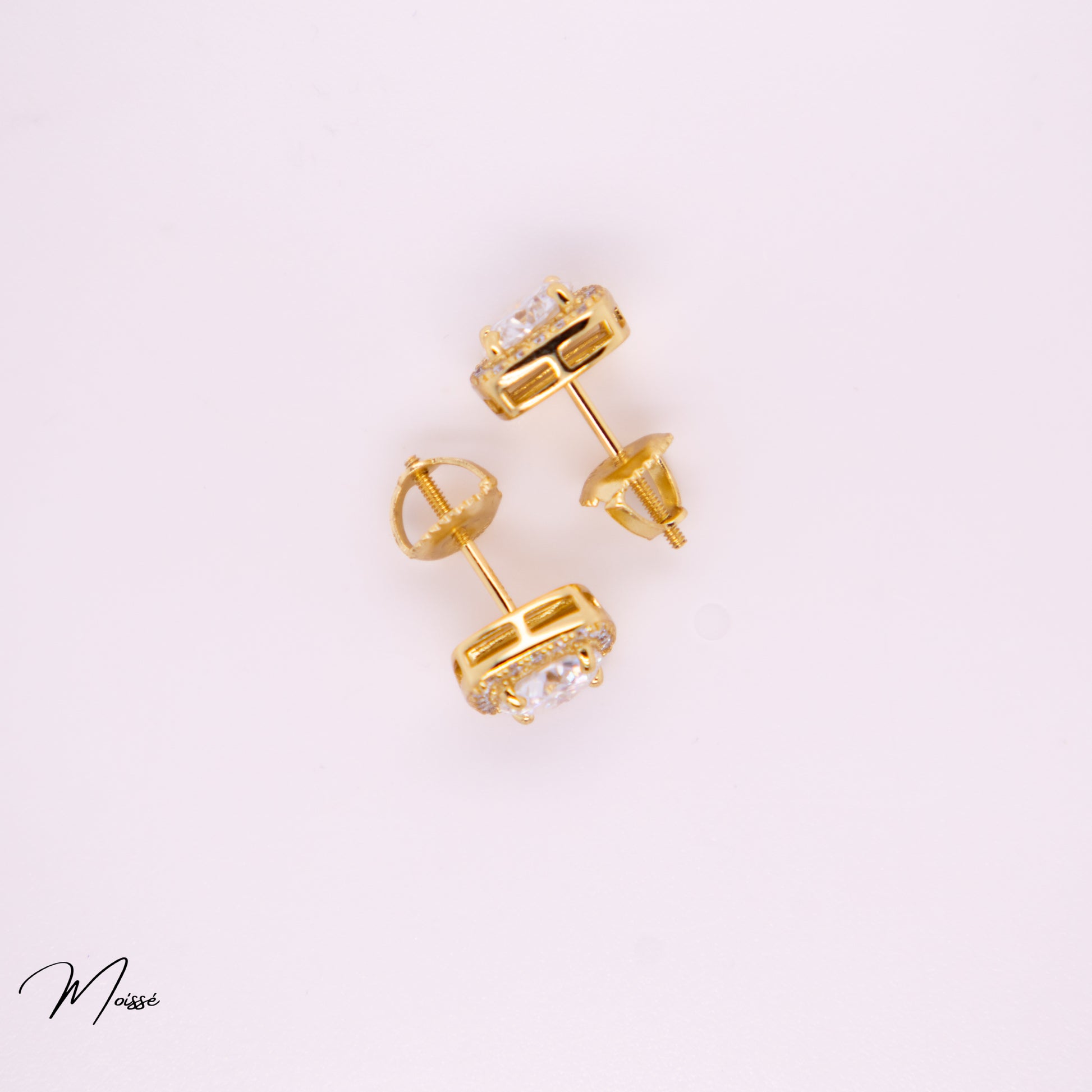 Ashley Studs | Cushion Moissanite Halo Earrings