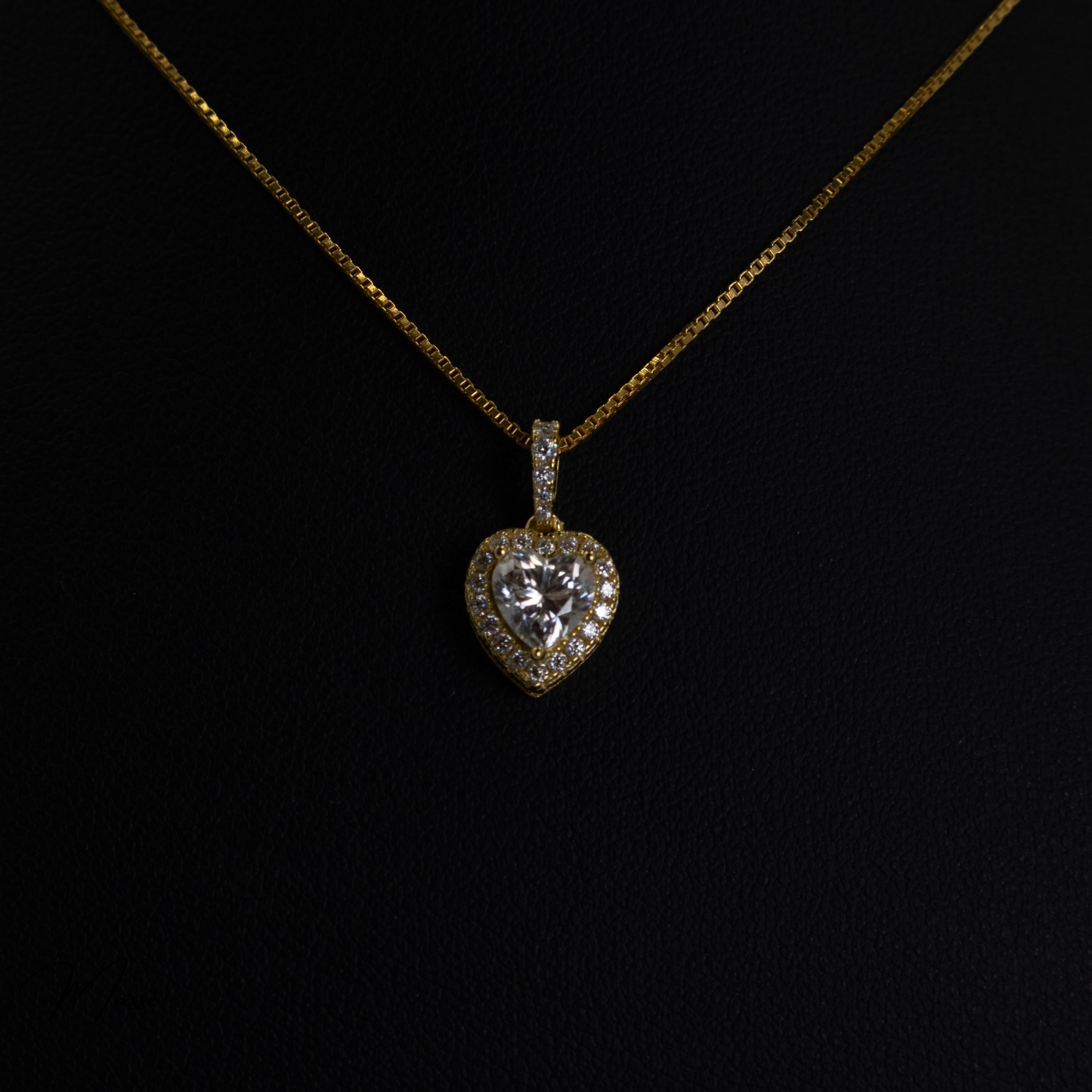 The Ramona Pendant | Moissanite Halo Heart Necklace