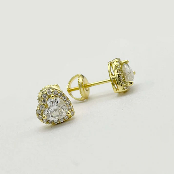 Ramona Studs | Moissanite Heart Halo Earrings