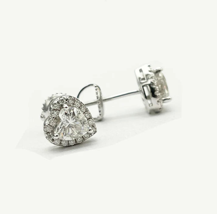 Ramona Studs | Moissanite Heart Halo Earrings